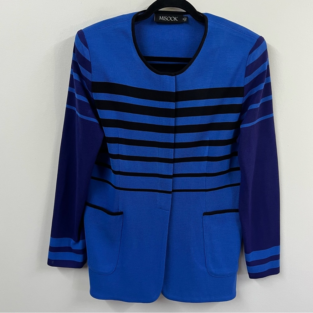 Misook Striped Knit Cardigan Jacket
